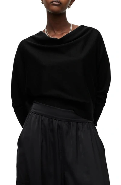 Allsaints Wool-cashmere Cropped Ridley Jumper In Black