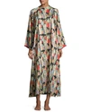 Natori Dynasty Mandarin Zip Caftan Dress With Pockets In Black