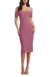 DRESS THE POPULATION BAILEY OFF THE SHOULDER BODY-CON DRESS