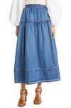 Ulla Johnson The Astrid Denim Maxi Skirt In Danube Medium Indigo Wash