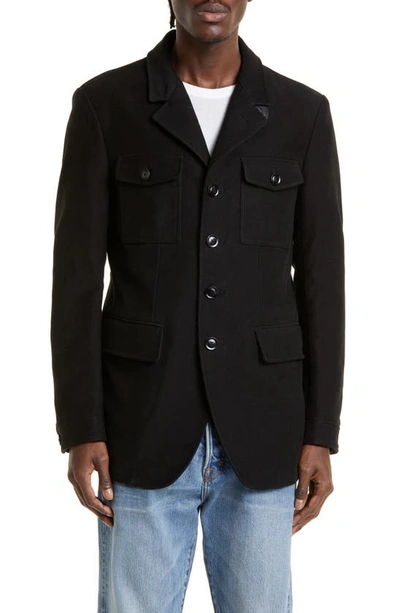 Tom Ford Cotton Moleskin Military Jacket In Black