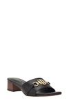 Tommy Hilfiger Pippe Womens Faux Leather Slide Sandals In Black
