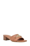 Tommy Hilfiger Pippe Womens Faux Leather Slide Sandals In Medium Brown