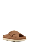 Ugg Goldenstar Crossover Slide Sandal In Chestnut/driftwood/moss Green