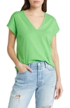 Frame Women's Le Mid Rise V-neck Tee In Bright Peridot
