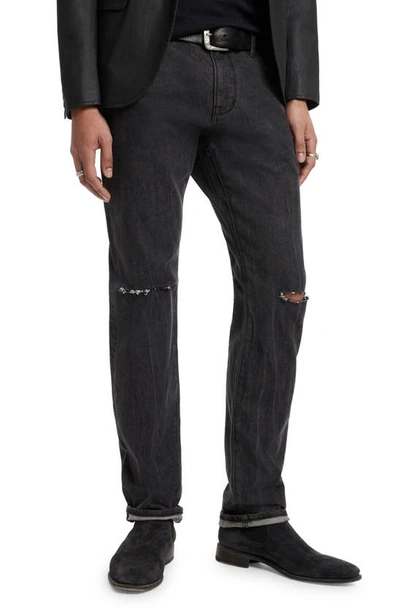 John Varvatos J701 Regular Fit Ripped Jeans In Black