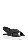 Ugg Zayne Slingback Platform Slide Sandal In Black Leather