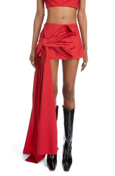 Acne Studios Satin Bow Mini Skirt In Cardinal Red