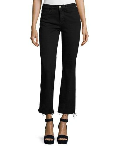 M.i.h. Jeans Lou Cropped High-rise Flared Jeans In Black