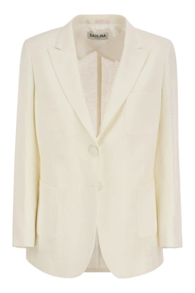 Saulina Adelaide - Linen Two-button Jacket In White