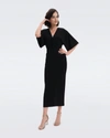 Diane Von Furstenberg Valerie Ruched Bodycon Jersey Midi Dress In Black