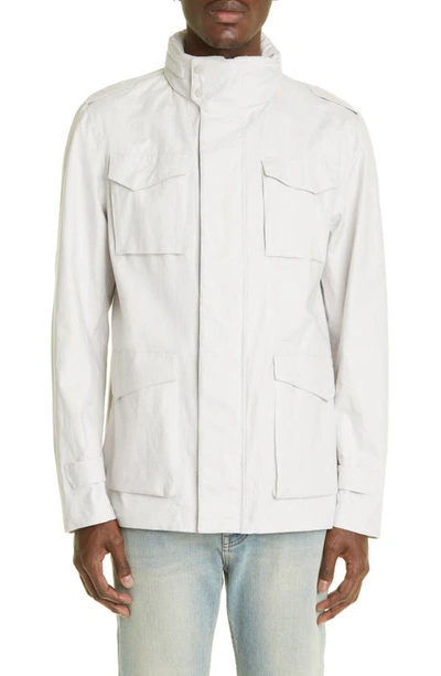 Herno Field Button-front Cotton Jacket In Stone