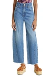 Ulla Johnson The Thea Raw Hem Wide Leg Nonstretch Jeans In Danube Medium Indigo Wash
