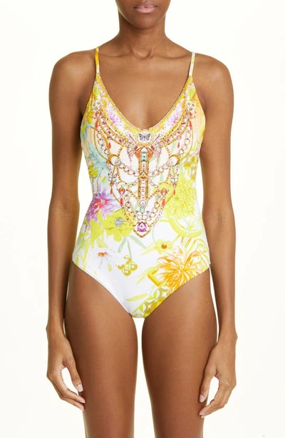 Camilla Scoop-neck One-piece Swimsuit In How Does Your Garden Grow