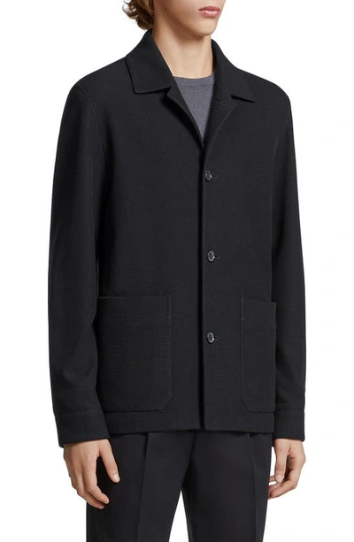 Zegna Waistcoate Workwear En Laine Et Coton Jerseywear In Black