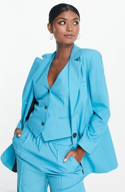 Asos Design Slim Straight Suit Blazer In Peacock-blue