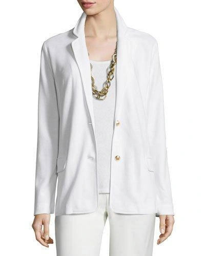 Joan Vass Floral Lace Two-button Jacket, Plus Size In White