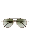 Ferragamo Salvatore  58mm Aviator Sunglasses In Tortoise/gold