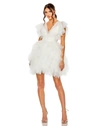 Mac Duggal Womens Ruffled Tulle Cocktail And Party Dress In White
