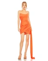 Mac Duggal Strapless Ruched Faux Wrap Dress In Tangerine
