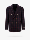 Gucci Men Double-breasted Check Blazer In Black