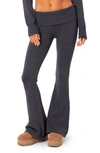 Edikted Desiree Knit Flare Pants In Dark Blue