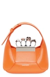 Alexander Mcqueen Mini Jewelled Hobo Leather Bag In 7543 Sunset Orange