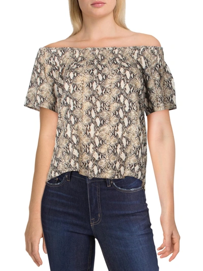 Generation Love Cassidy Womens Cotton Printed Casual Top In Beige