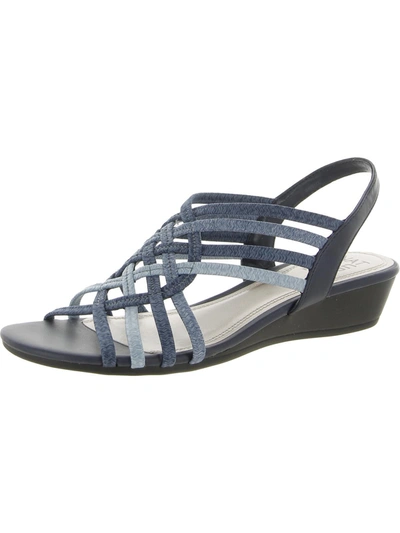 Naturalizer Remix Womens Stretch Faux Leather Wedge Sandals In Blue