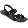 Journee Collection Women's Twylah Buckle Flat Sandals In Black
