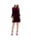 MSK WOMENS VELVET SOLID SHIFT DRESS