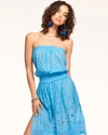 Ramy Brook Lucia Strapless Embroidered Coverup Maxi Dress In Light Blue