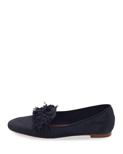 Aquazzura Wild Thing Fringed Suede Loafers In Black