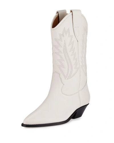 Isabel Marant Étoile Dallin Embroidered Leather Boots In White