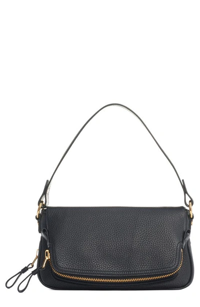 TOM FORD EAST/WEST CALFSKIN LEATHER SHOULDER BAG