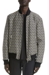 Balmain Monogram-pattern Reversible Bomber Jacket In Ivory/ Black