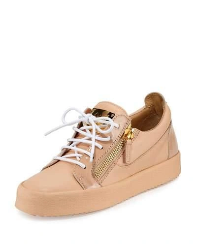 Giuseppe Zanotti London Leather Side-zip Trainers, Shell Pink