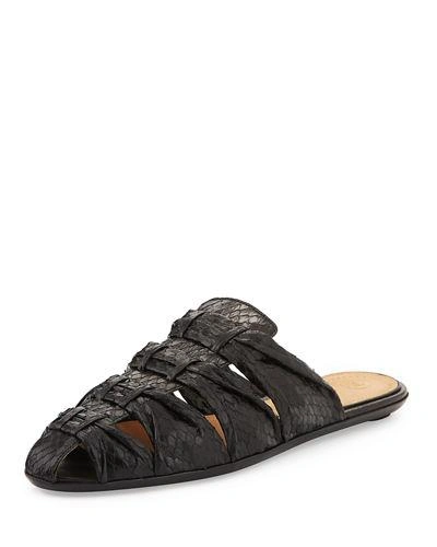 The Row 'capri' Knotted Nappa Leather Slide Sandals In Black