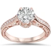 Pompeii3 1 1/4ct Vintage Rose Gold Diamond (1ct Center) Enhanced Deco Engagement Ring 14k In Multi