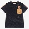 ALVIERO MARTINI BOYS BLUE COTTON GEO MAP TIGER T-SHIRT