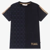 ALVIERO MARTINI BOYS NAVY BLUE MONOGRAM LOGO T-SHIRT