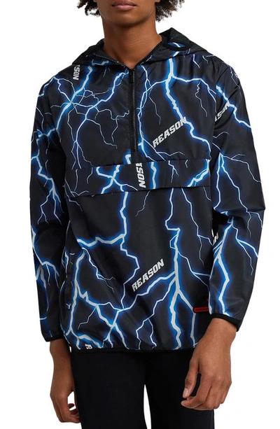 Reason Men's Big And Tall Lightning Anorak Hooded Jacket In Black Multi