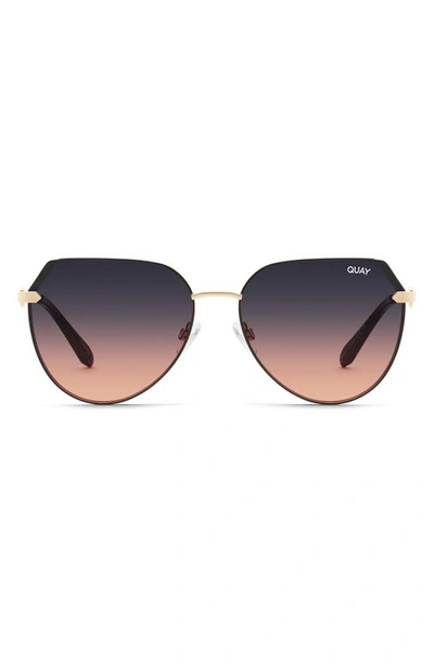 Quay Main Character 55mm Gradient Round Sunglasses In Gold,smoke Polarized