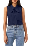 Cece Sleeveless Georgette Bow Blouse In Classic Navy