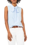 Cece Sleeveless Georgette Bow Blouse In Icy Blue