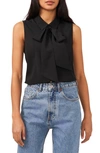 Cece Sleeveless Georgette Bow Blouse In Rich Black