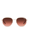 Quay Big Time 48mm Gradient Round Sunglasses In Rose Gold/ Brown Pink
