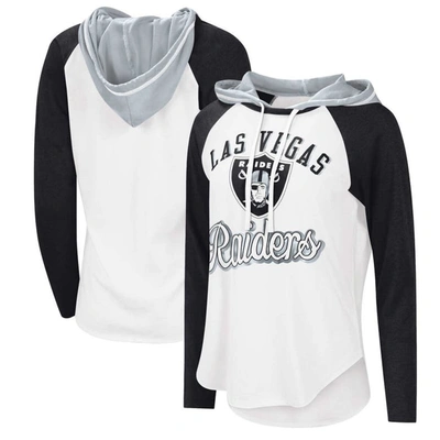 G-iii 4her By Carl Banks White Las Vegas Raiders Mvp Raglan Hoodie Long Sleeve T-shirt
