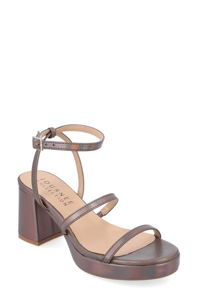 Journee Collection Samilee Block Heel Platform Sandal In Pewter