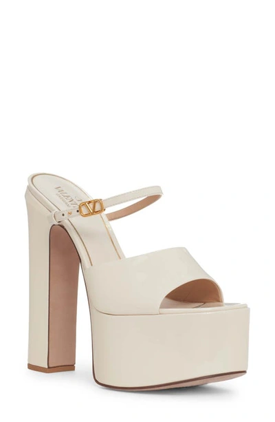 Valentino Garavani Patent Mary Jane Platform Mules In White